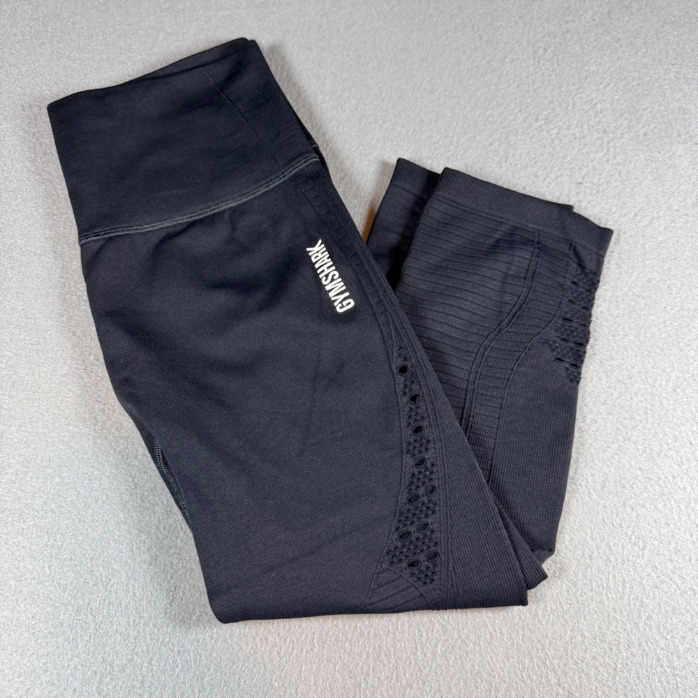 Gymshark Energy+ Seamless Cropped Leggings Black High Waisted Activewear Small